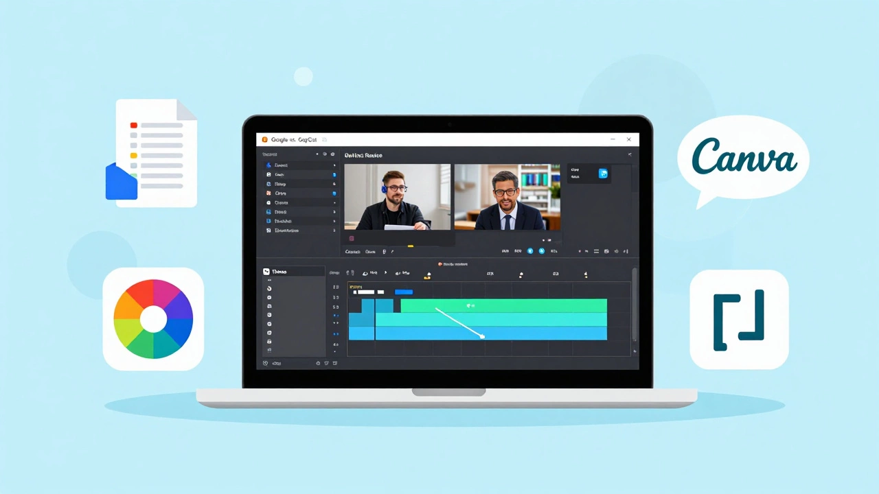 Flat vector illustration of free course creation tools like editors and docs.
