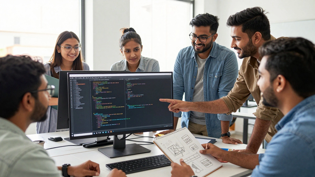 Indian developers collaborating happily on Python projects