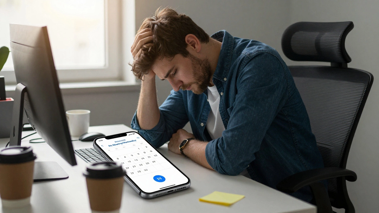 Exhausted programmer taking a break to manage burnout and schedule