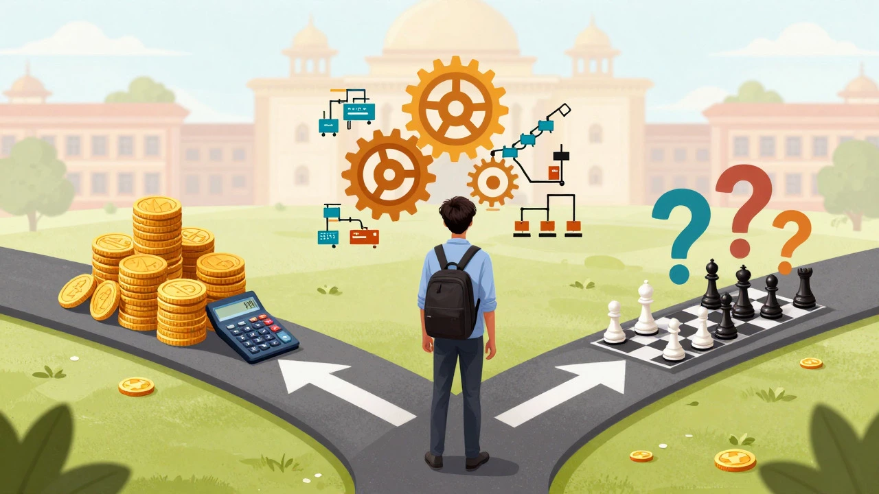 Conceptual art showing different MBA specializations as paths