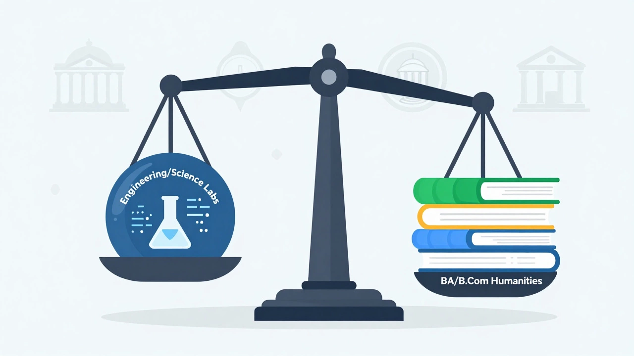 Scale comparing heavy science workload vs light humanities