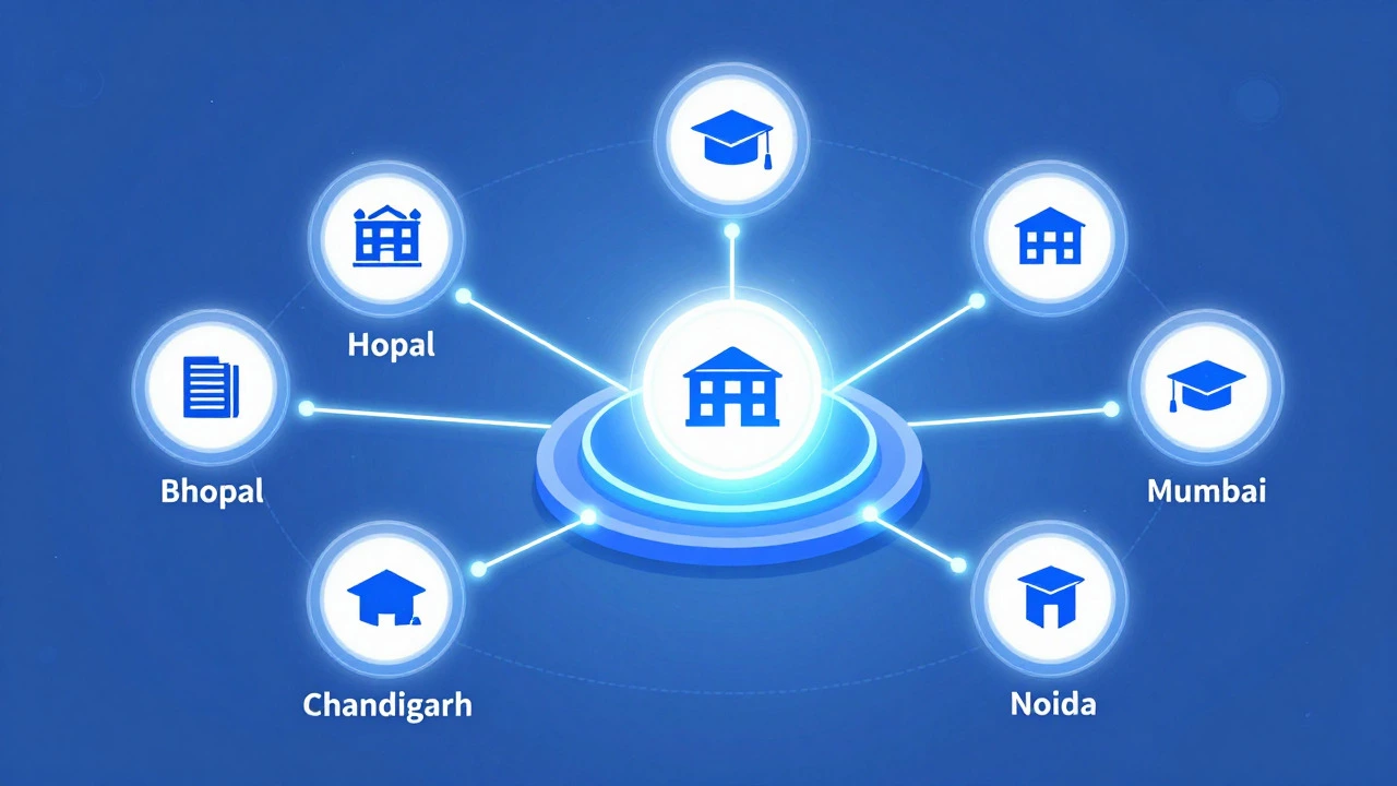 Abstract diagram showing CBSE central hub connected to regional zones