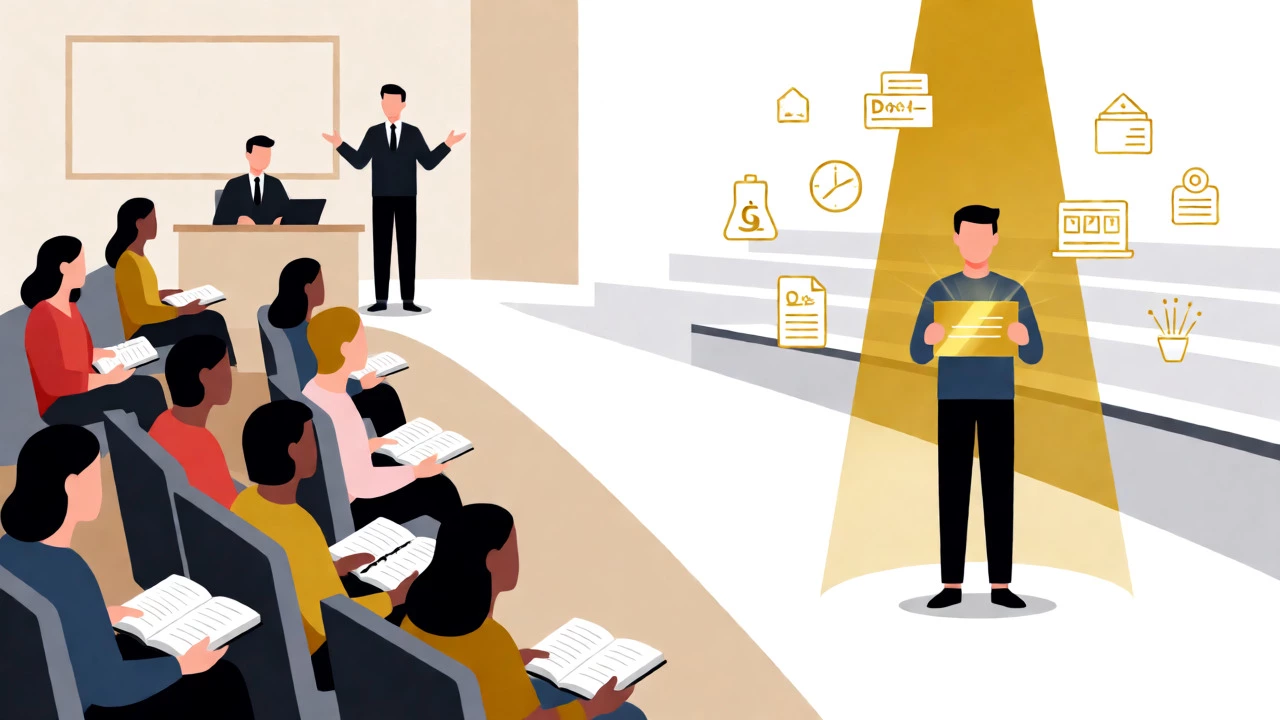 Illustration comparing free auditing vs. paid certification paths