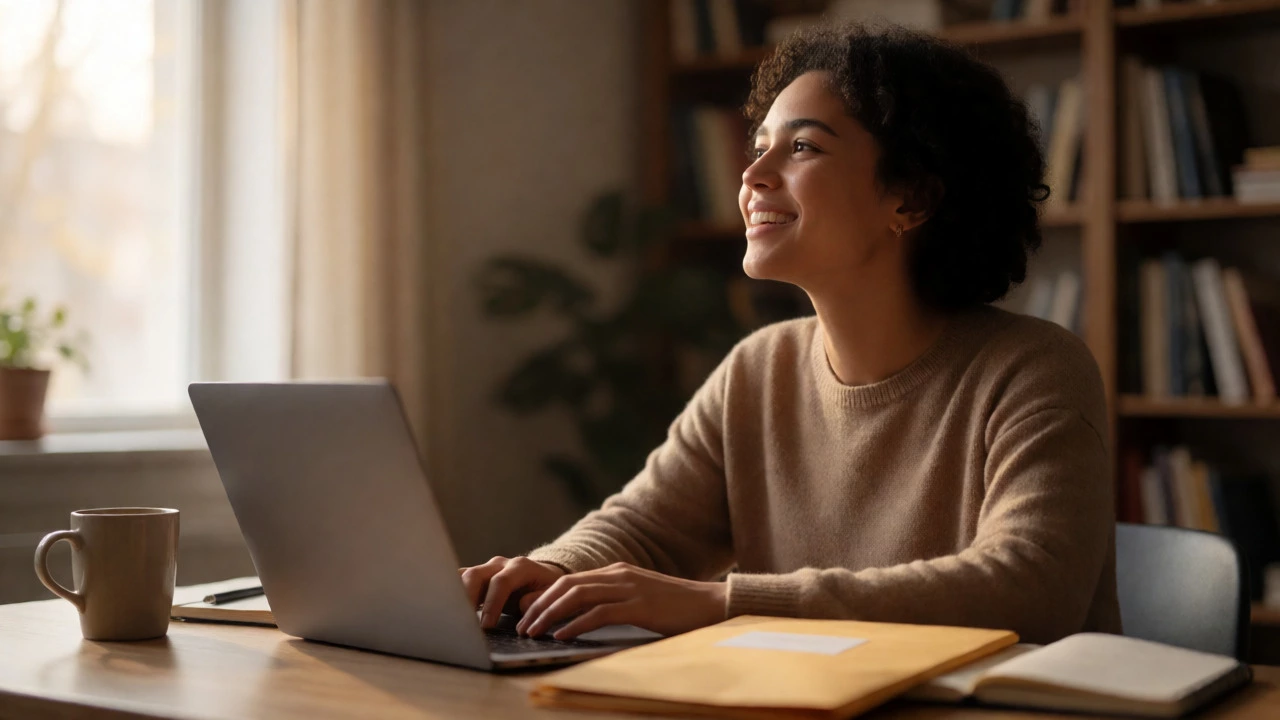 Student receiving financial aid approval for online learning