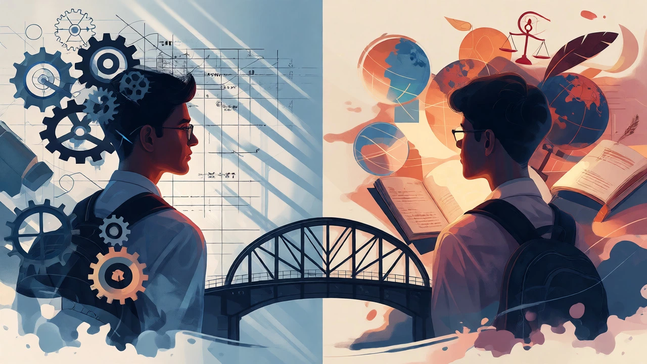 Artistic comparison of IIT-focused study versus global university pathways.