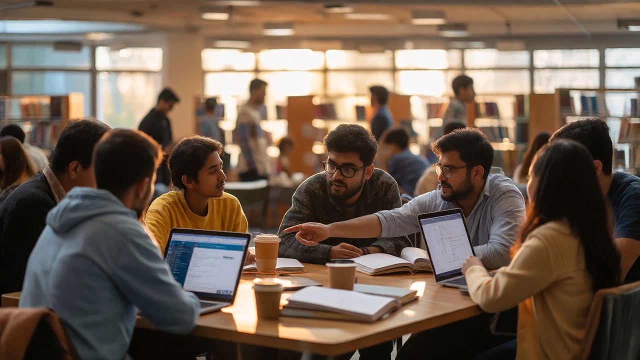 Students collaborating and upskilling in an IIT library